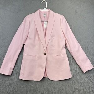 J‎ Crew Blazer Womens 4 Pink Linen Cotton One Button Notch Lapel Lined Linen